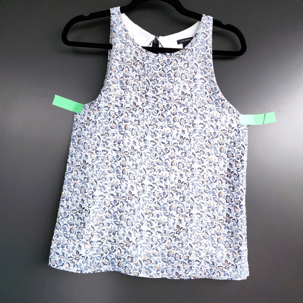 ANN TAYLOR FLORAL TANK WITH FLOWY OVERBLOUSE OPEN BACK - SIZE XS